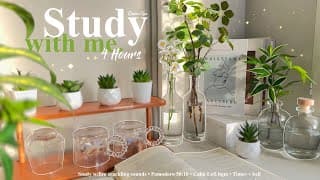 4-hour 🪴 Study With Me • Fire Crackling🕯️+ Lofi Bgm • Pomodoro 50-10 • Day273☘️