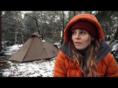 Solo Winter Camping In A Hot Tent ( -5 Degrees )