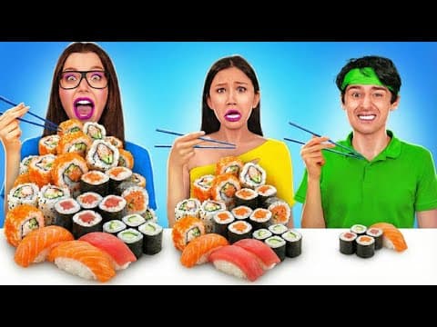 🍔🍕🍣 4k Tv Big Vs Medium Vs Tiny Food Challenge! | Can You Eat It? 😱 Fun Food Challenge