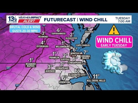 Weather Impact Alert: Dangerous Cold To Grip Virginia With Biting Wind Chills On Tuesday