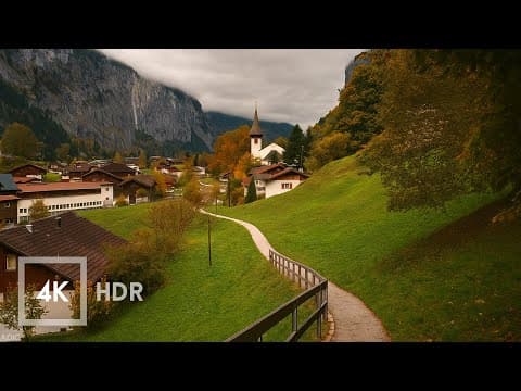 Chill Autumn Walk Lauterbrunnen Switzerland | Weisse Lütschine River 4K HDR