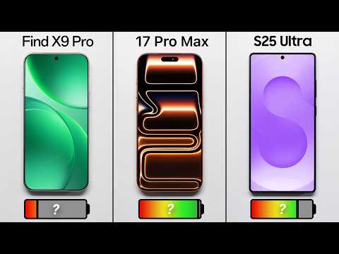 Oppo Find X9 Pro Vs. Iphone 17 Pro Max Vs. Galaxy S25 Ultra Battery Test