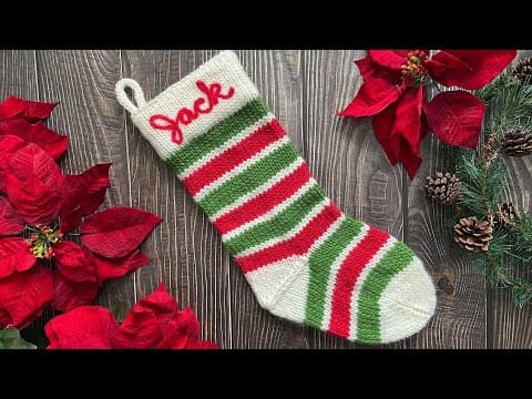 Knitted Striped Christmas Stocking