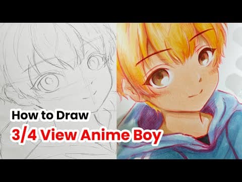 How to Draw a 3/4 View Anime Boy (Step by Step) #howtodraw #howtodraw #animetutorial #ohuhu
