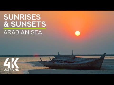 Relaxing Sounds Of Sea Waves - 4k Sunrises & Sunsets Over Oman's Sea Coast