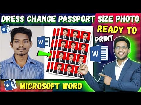 Change Dress Make 12 Passport Size Photo In Microsoft Word Hindi Tutorial | Passport Size Photo Word