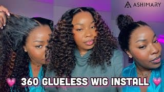 360 Water Wave Invisi Strap Glueless Wig Install + Wand Curls 😍 Ashimary Hair