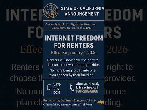 New Law: Renters Choose Their Internet 2026 - State of California