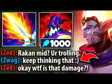 The Enemy Zed Thought I Was Trolling With Rakan Mid... But Then I One Shot His Whole Team