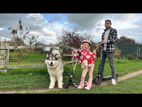 Amelia Races Teddy With Her New Scooter!