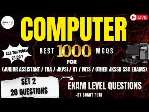 Computer Set 2 || Can You Score 20/20 ? || Best 1000+important Mcqs / Pyqs For All Jkssb Ssc Exams