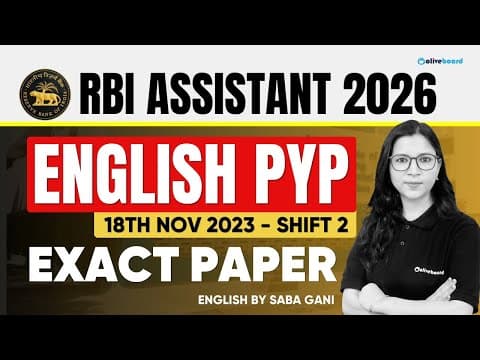 Rbi Assistant English Previous Year Question Paper [18 Nov 2023] Rbi Assistant English By Saba Gani