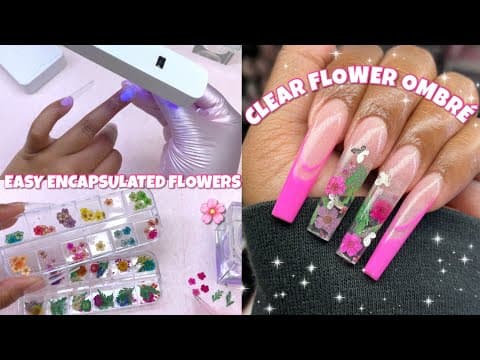 Encapsulating Real Spring Flowers In My Nails 🌸 Acrylic Ombre Tutorial | Spring Nail Inspo
