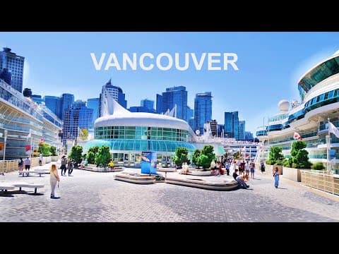 Vancouver Harbour And Vancouver Lookout Tower Restaurant | 4k Walking Tour